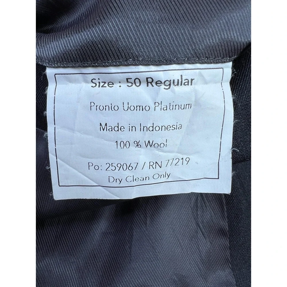 Pronto Uomo Platinum Blazer Mens 50R Black 2 Button‎ Suit Jacket Wool Indonesia